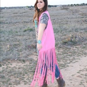 Bubblegum Bae Fringe Vest